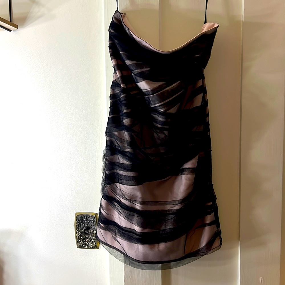 Strapless dres pink and black